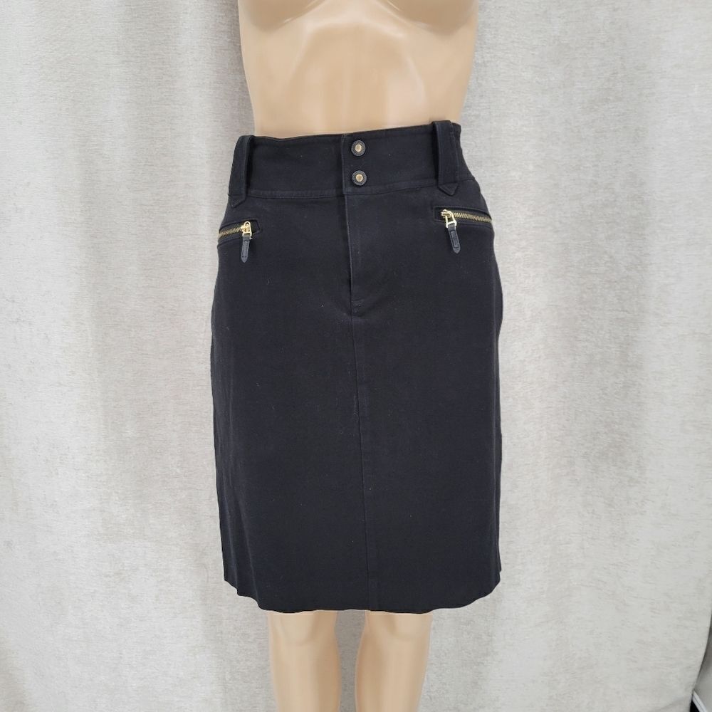 Lauren Ralph Lauren Vintage Black Pencil Skirt with Gold Hardware Women's Sz 10